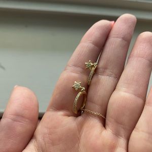 Gold plated sterling silver star mini hoops